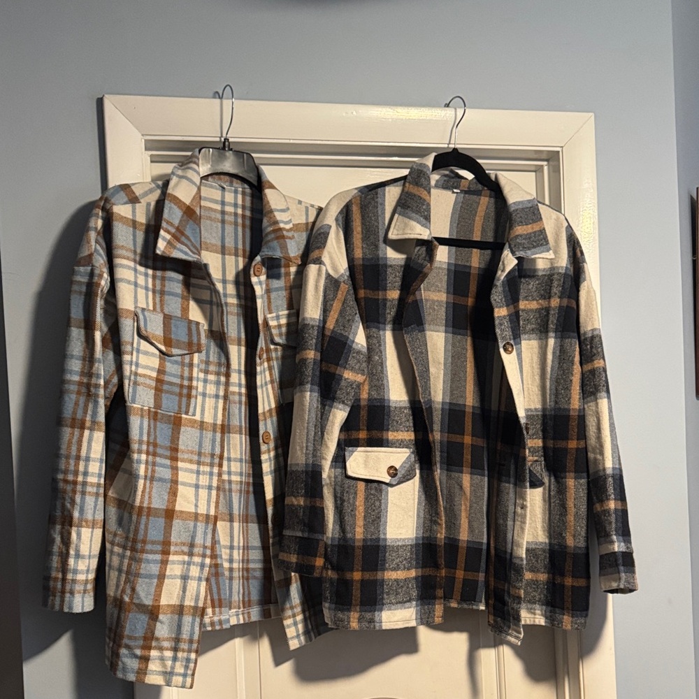 Plaid Button-Up Jackets qty 2